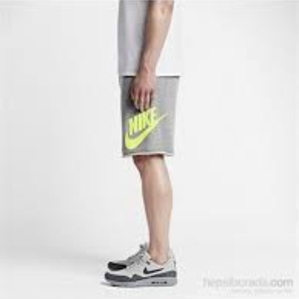 Nike  Mens AW77 FT Alumni French Terry Shorts 678568 Gray/Green New With Tags